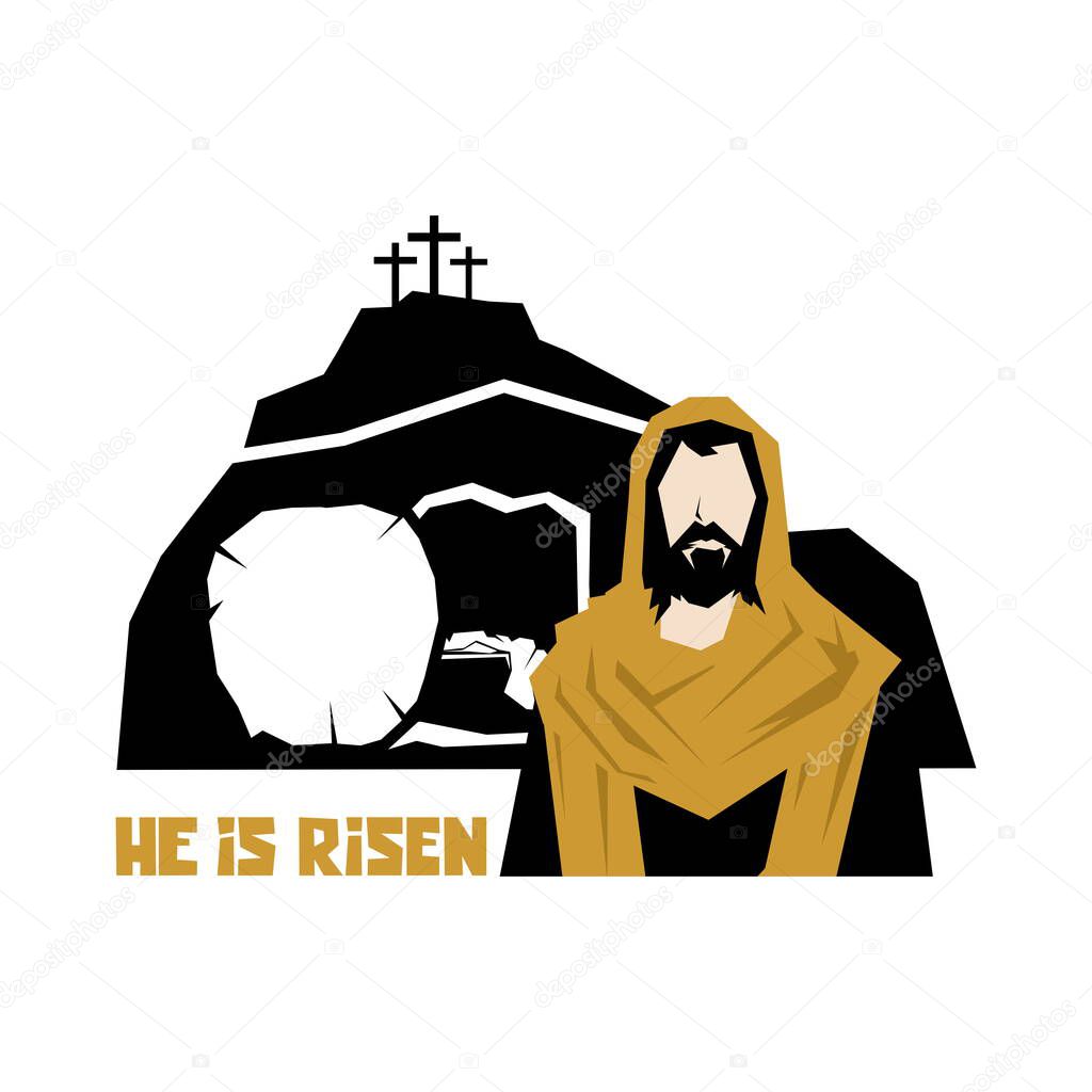 Biblical illustration. Christian art. He is risen.