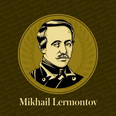 Bir Rus yazarın vektör portresi. Mikhail Yuryevich Lermontov (1814-1841) Rus Romantik şair, şair ve ressam, Alexander Puşkin 'in 1837' deki ölümünden sonra en önemli Rus şairdir..