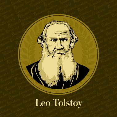 Bir Rus yazarın vektör portresi. Lev Nikolayevich Tolstoy (1828-1910), tüm zamanların en büyük yazarlarından biri olarak kabul edilen Rus yazar. 1902 'den 1906' ya kadar her yıl Nobel Edebiyat Ödülü 'ne aday gösterildi..