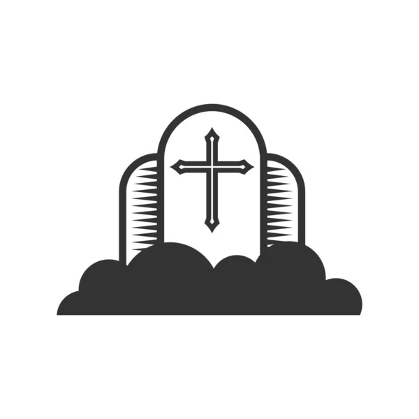 Christian Illustration Church Logo Cross Lord Jesus Christ Background Clouds — ストックベクタ