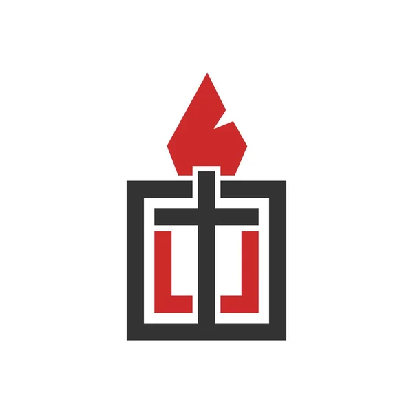Ilustrație Creștină Logo Bisericii Crucea Domnului Isus Hristos Biblie Deschisă — Vector de stoc