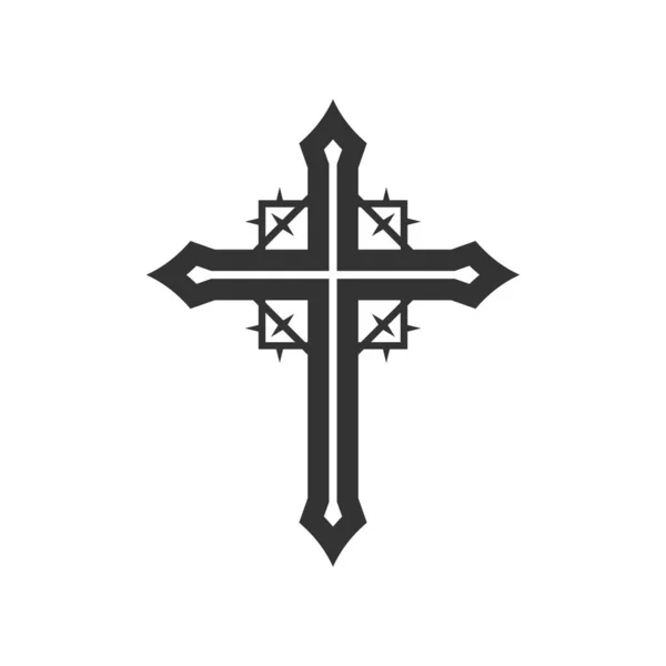 Christian Illustration Church Logo Cross Lord Jesus Christ Crown Thorns — Stock Vector