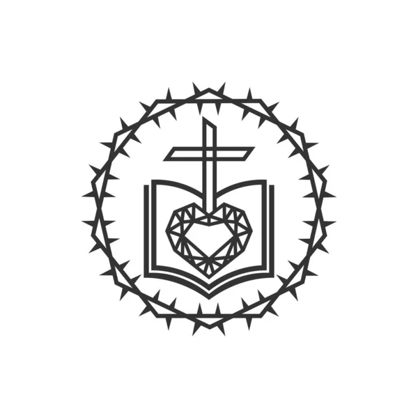 Christian Illustration Church Logo Diamond God Word Love Cross Jesus — ストックベクタ