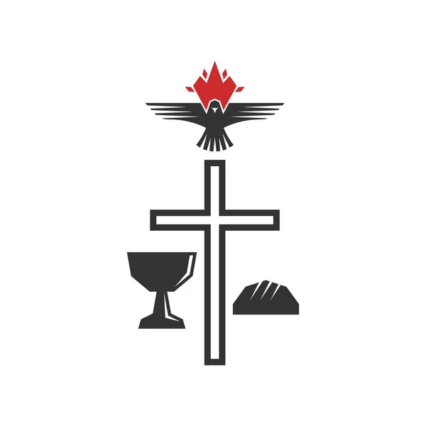 Christliche Illustration Kirchenlogo Das Kreuz Des Erlösers Jesus Christus Die — Stockvektor