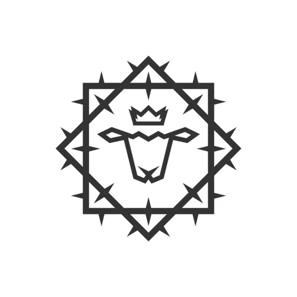 Christian Illustration Church Logo Lamb God Crown Framed Crown Thorns — Stock Vector