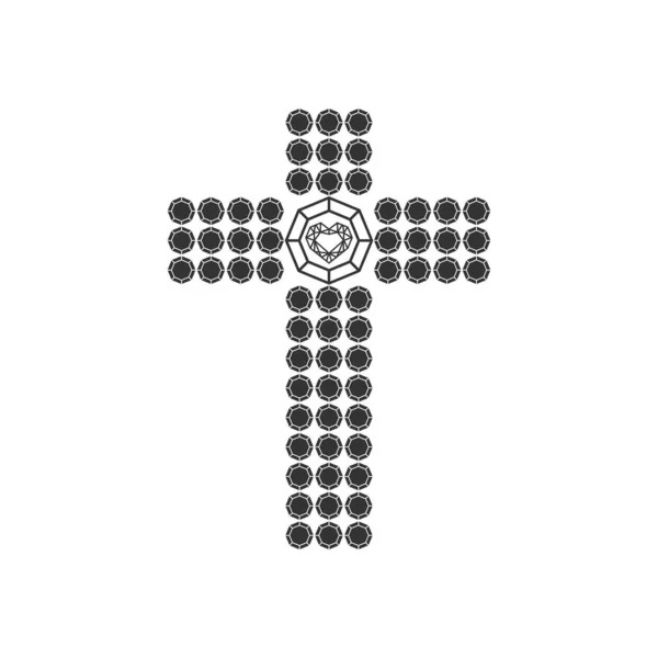 Christliche Illustration Kirchenlogo Das Von Diamanten Geformte Christuskreuz — Stockvektor