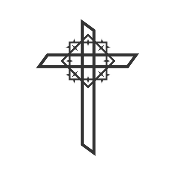 Христианская Иллюстрация Логотип Церкви Крест Иисуса Христа Терновый Венец — стоковый вектор