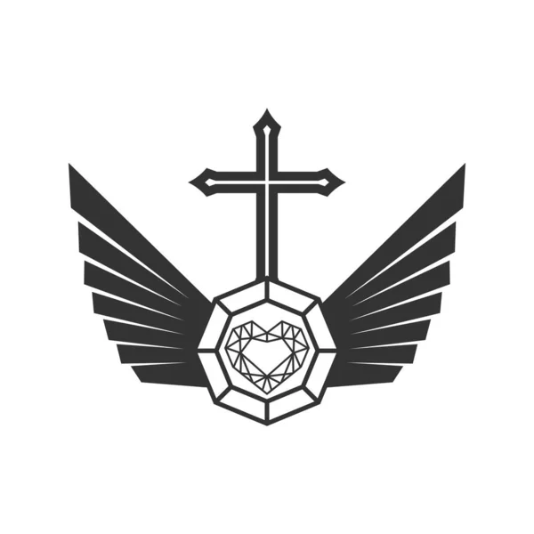 Christelijke Illustratie Kerk Logo Het Kruis Van Jezus Christus Een — Stockvector