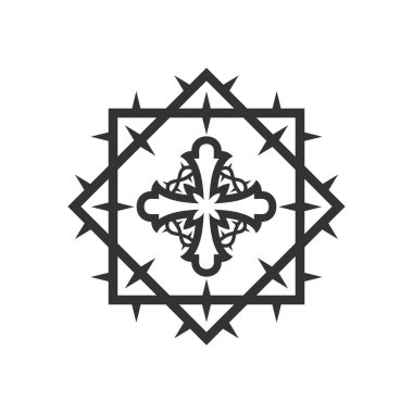 Christian illustration. Church logo. Stylized cross inside a crown of thorns.