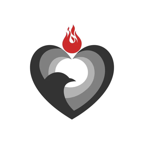 Christian Illustration Church Logo Dove Flame Fire Symbols God Holy — Archivo Imágenes Vectoriales