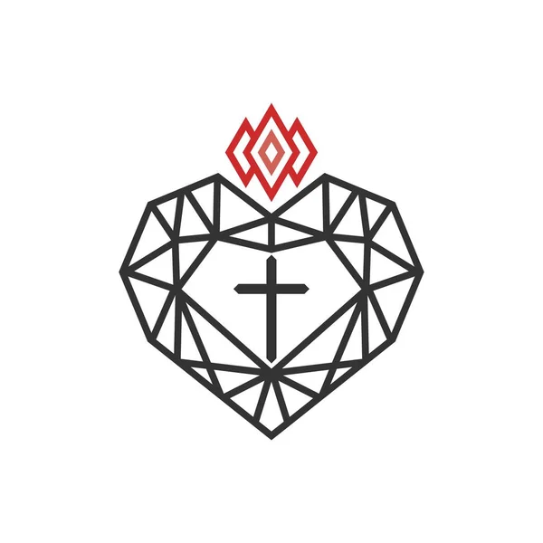 Христианская Иллюстрация Логотип Церкви Крест Иисуса Внутри Алмаза — стоковый вектор