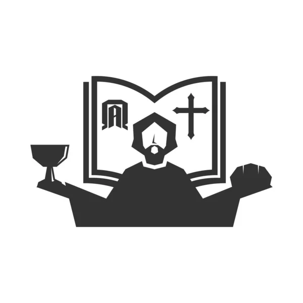 Christian Illustration Church Logo Christ Celebrates Supper — Vector de stock