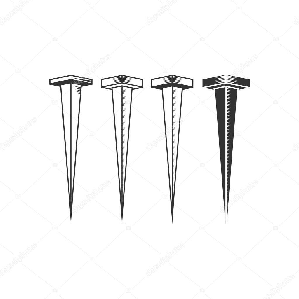 Christian illustration. Church logo. Crucifix nails vector set.