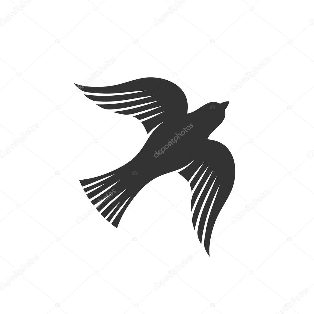 Christian illustration. Church logo. The dove is a symbol of God's Holy Spirit, peace and humility.