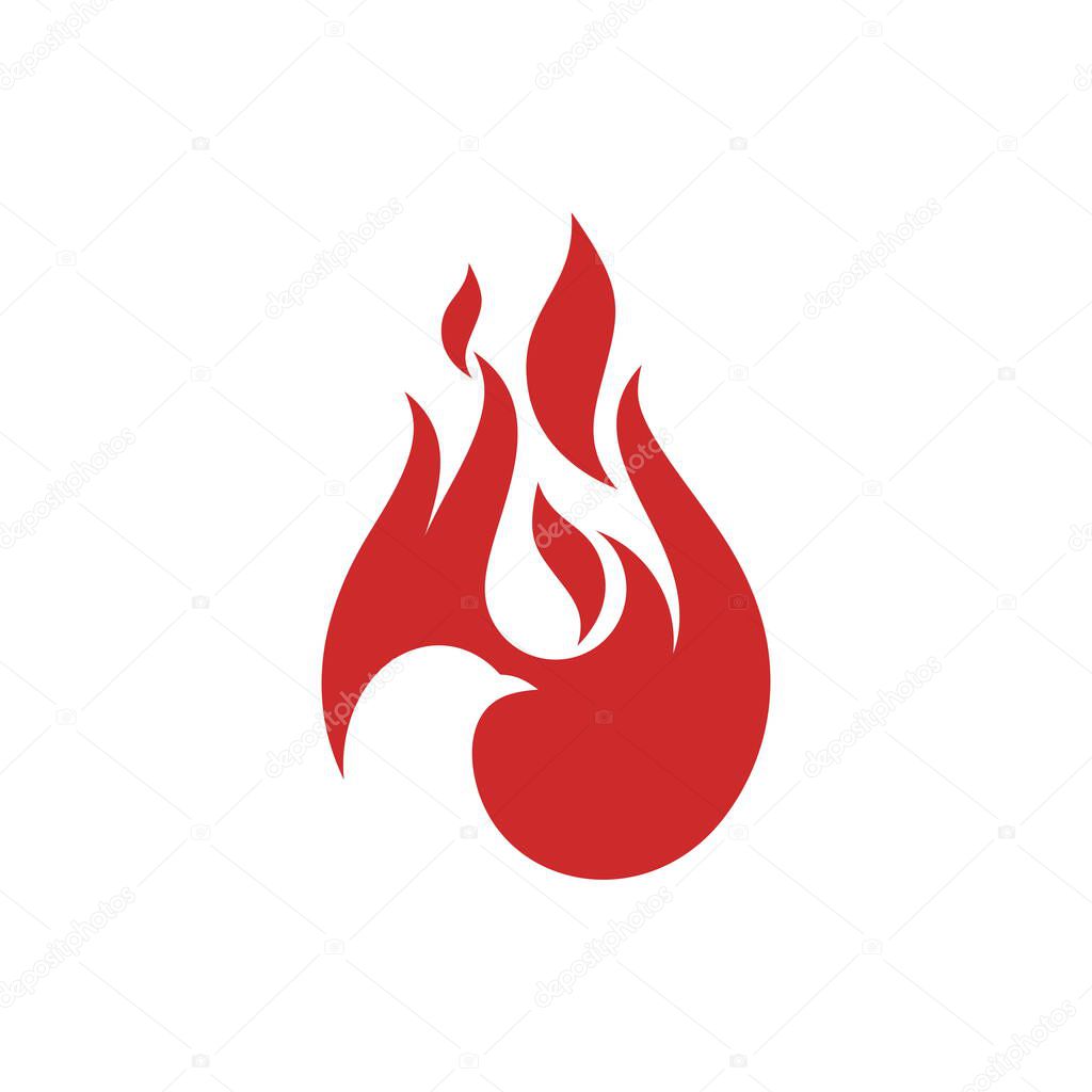 Christian illustration. Church logo. The dove and the flame of fire are symbols of God's Holy Spirit, peace and humility.
