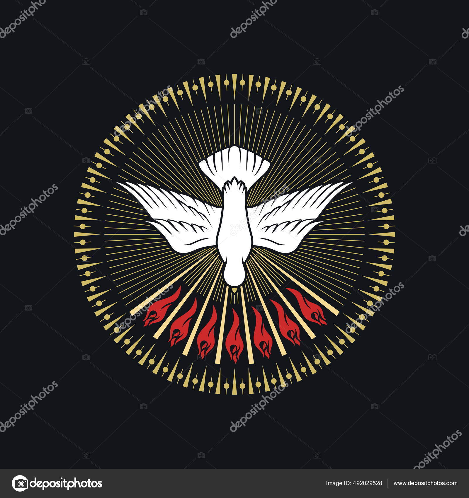 Ilustração Cristã Imagem Uma Pomba Símbolo Espírito Santo Deus Paz Vetor de  stock de ©biblebox 492029528, image size:1600x1700
