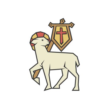 Hristiyan illüstrasyonu. Tanrı 'nın Kuzusu tüm dünyanın günahını alır..