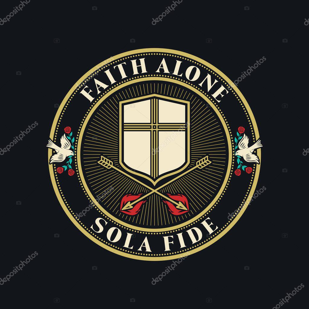 Christian illustration. Five Solas of the Reformation. Faith alone.