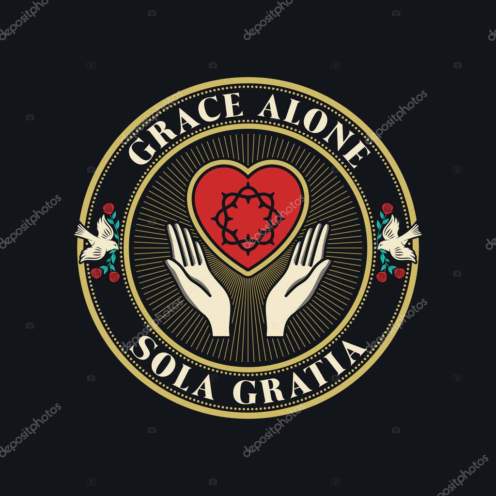 Christian illustration. Five Solas of the Reformation. Grace alone.