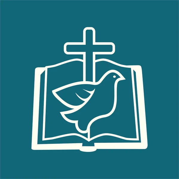 Espíritu Santo, cruz, paloma, Biblia — Vector de stock
