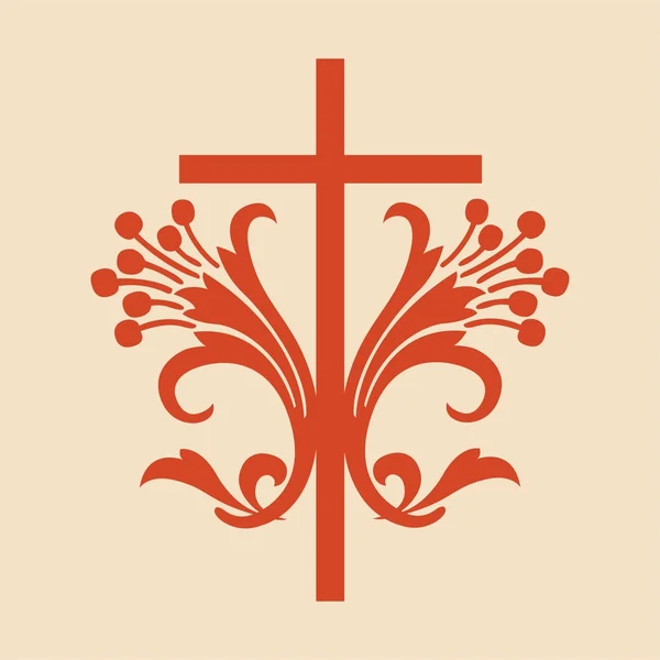 Croix à défilement rouge — Image vectorielle