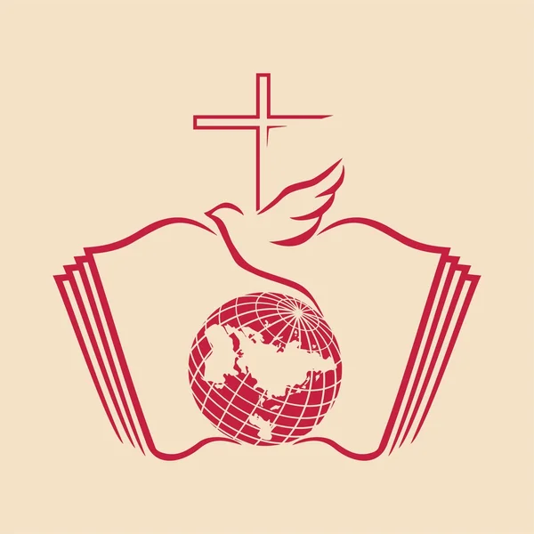 Güvercin, cross, Küre, İncil, açık simgesi