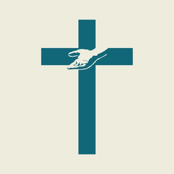 Croix et main — Image vectorielle