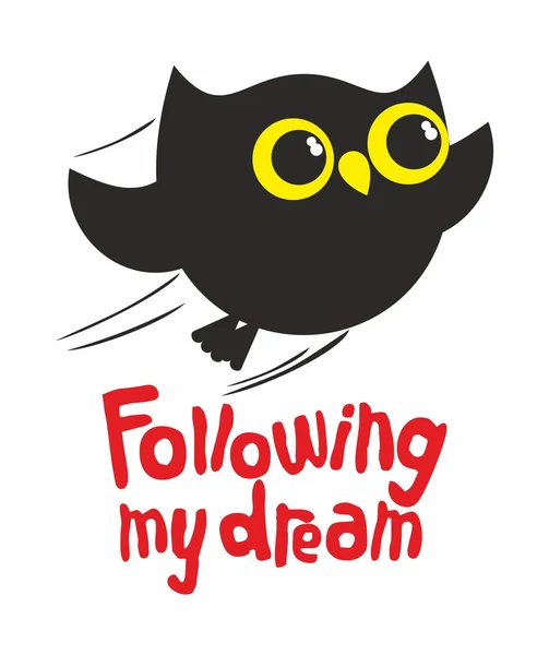 Owl. Following my dream — Stock Vector