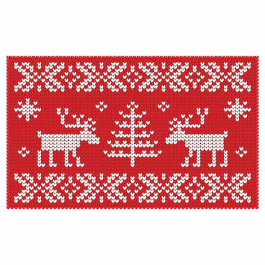 Örgü. Noel vektör arka plan. Geyikler ve kar..