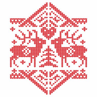 Örgü. Noel vektör arka plan. Geyikler ve kar.
