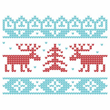 Örgü. Noel vektör arka plan. Geyikler ve kar.
