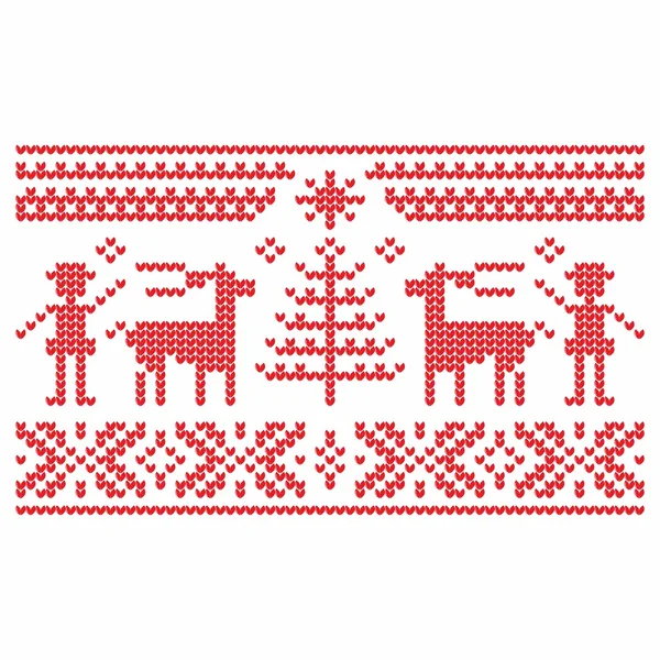 Tricot. Fond vectoriel de Noël. Cerfs et neige . — Image vectorielle