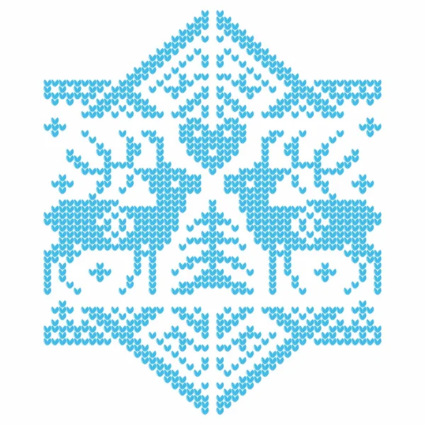 Вязание. Рождественский векторный фон. Олени и снег . — стоковый вектор