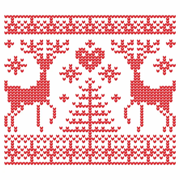 Tricotat. Fundal vectorial de Crăciun. Căprioare și zăpadă . — Vector de stoc