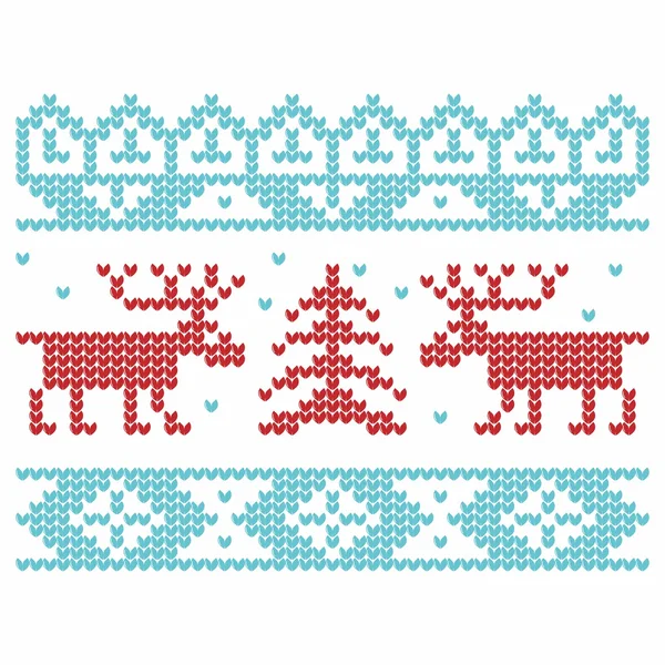 Knitting. Christmas vector background. Deers and snow. — Stock Vector