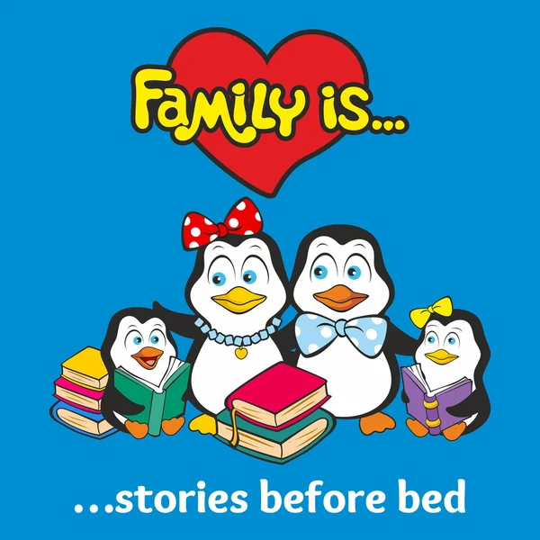 Famiglia di pinguini. La famiglia è  ... — Vettoriale Stock