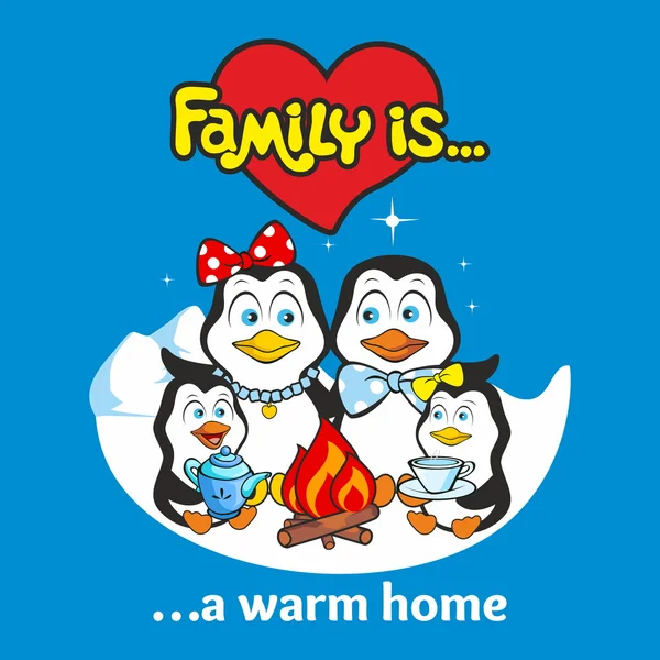 Famiglia di pinguini. La famiglia è  ... — Vettoriale Stock