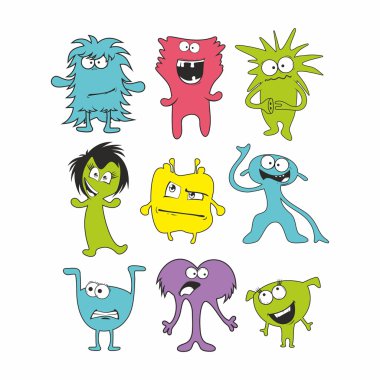 9 sevimli canavarlar doodle topluluğu