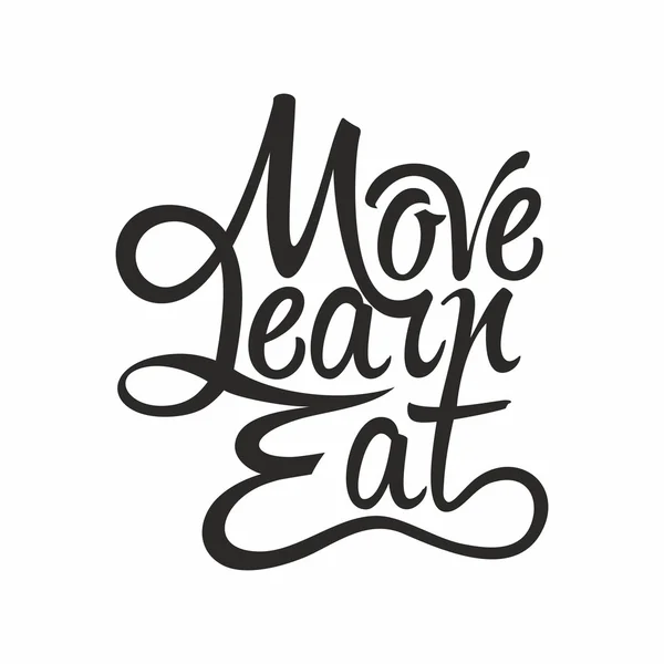 Lettering Move Learn Eat — Stock Vector