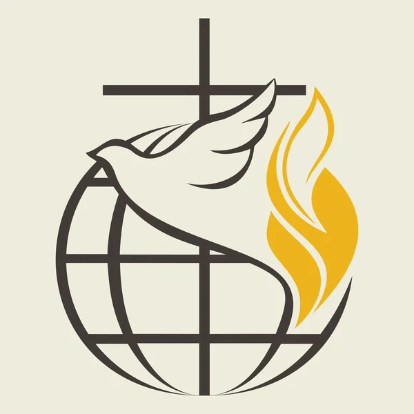 Globe, holy spirit, dove, cross, flame, Pentecost