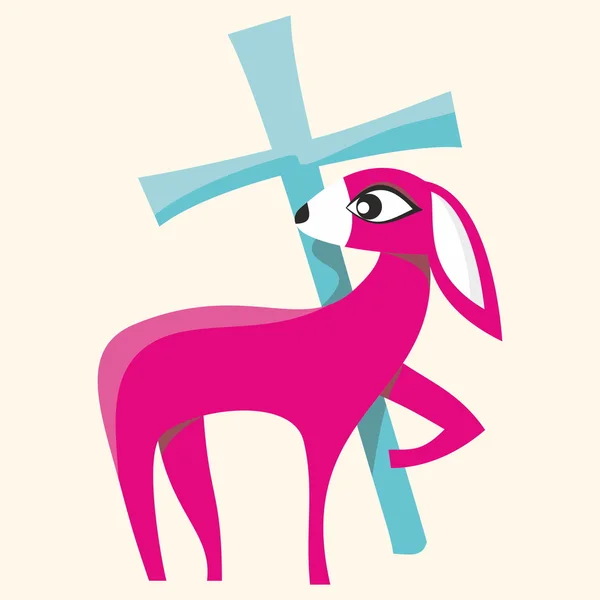 Lamb with cross icon — Stock Vector