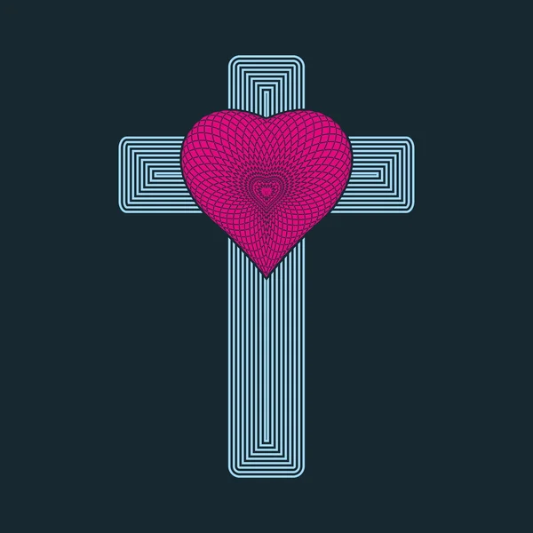 Corazón y cruz icono — Archivo Imágenes Vectoriales