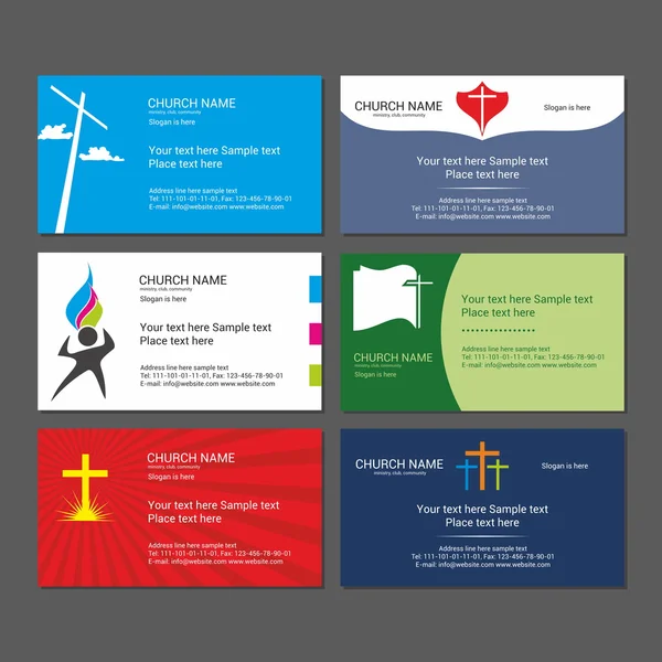 Setzen christliche Visitenkarten. für die Kirche, das Amt, den Verein und die Gemeinde. — Stockvektor