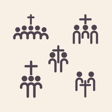 Kilise logo kümesi. Hıristiyan arkadaş grubu simgesi