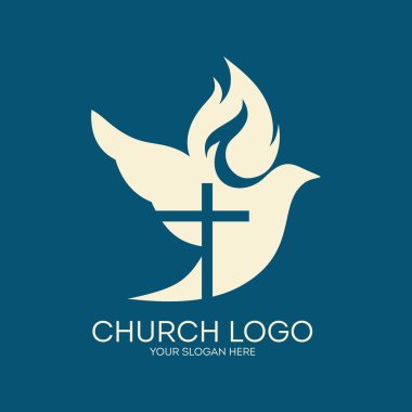 Church logo. Cross silhouette in a dove