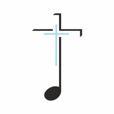 Kilise logosunu görmeniz gerekir. Bir müzik nota üzerinde çapraz