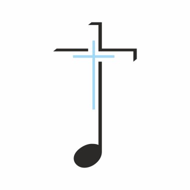 Church logo. Cross on a music note clipart