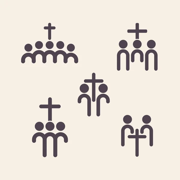 Kilise logo kümesi. Hıristiyan arkadaş grubu simgesi