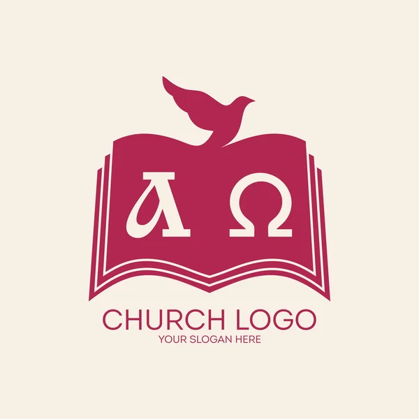 Církev logo. Dove a bible — Stockový vektor