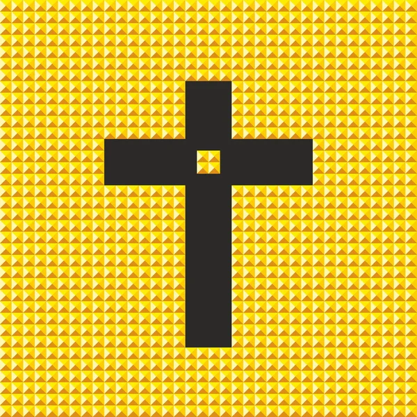 Logo de l'église. Jaune, croix, silhouette, texturé — Image vectorielle